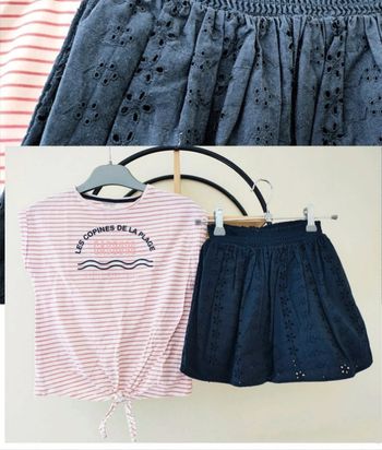 8 ans ensemble été teeshirt Vertbaudet et jupe kiabi