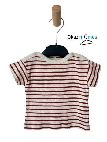 T-shirt marinière beige chiné - Petit Bateau 3 mois (60cm)
