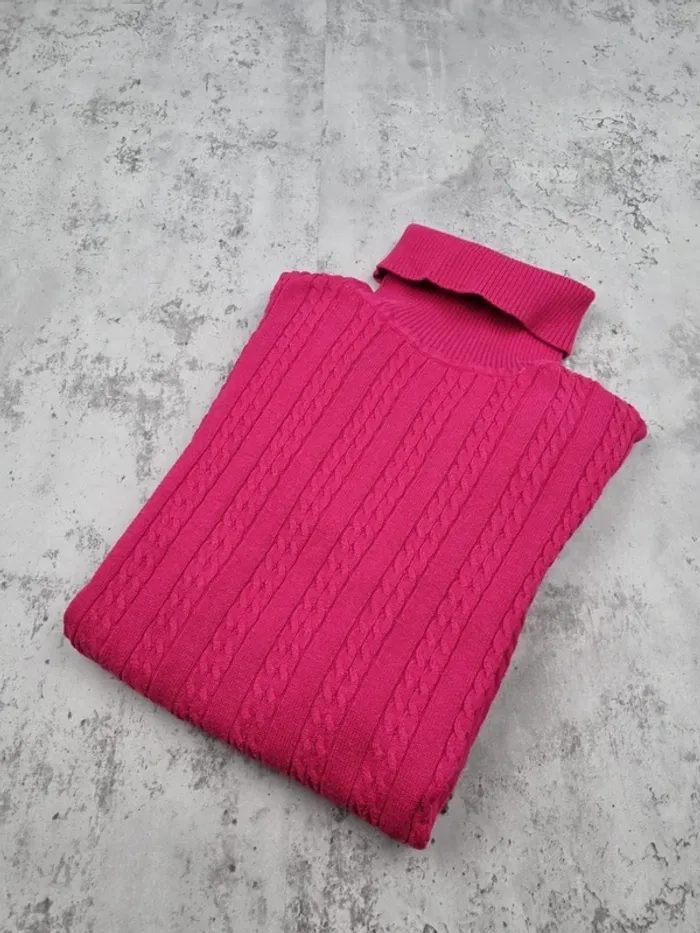 Pull torsadé col roulé Tommy Hilfiger – Fuchsia – Taille M/38 Femmes