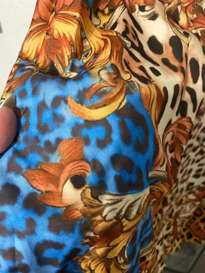 superbe robe épaules dénudées panthère bleu taille 52 neuve shein curve - photo numéro 6