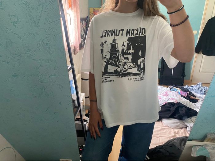 t-shirt blanc, oversize large taille S - photo numéro 3