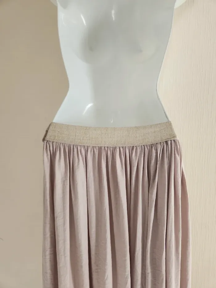 Jupe longue beige ceinture élastique doré neuve - photo numéro 5