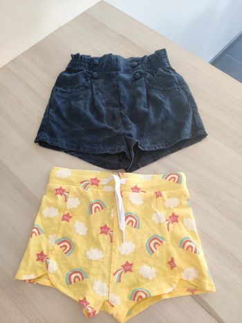 Lot deux shorts 18 mois jaune bleu