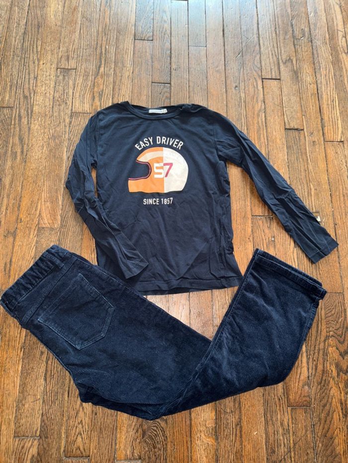 T-shirt (bon état) et pantalon velour (très bon état) Monoprix 10 ans