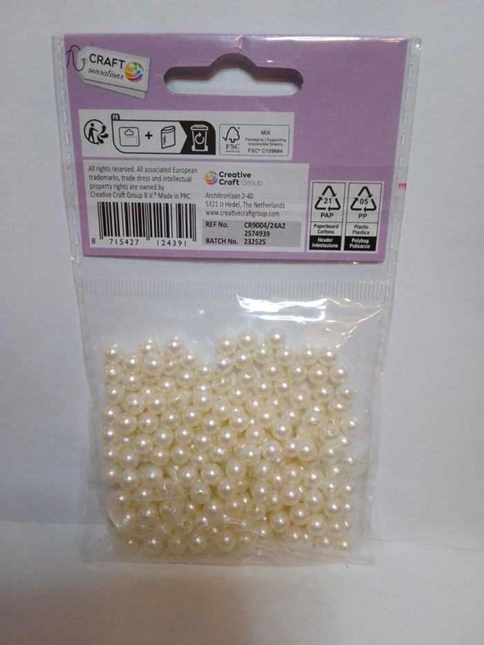 Perles de loisirs blanches crèmes nacrées + fil - photo numéro 5
