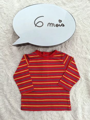 Tee shirt chemise manches longues à rayures Garçon 6 mois