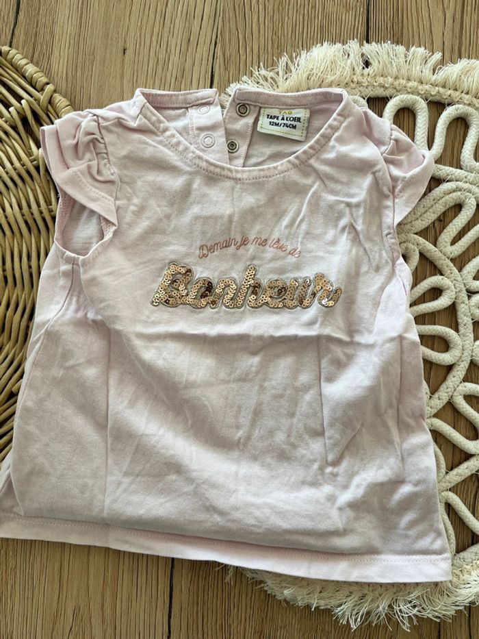 T-shirt rose 12 mois Tape à l’œil
