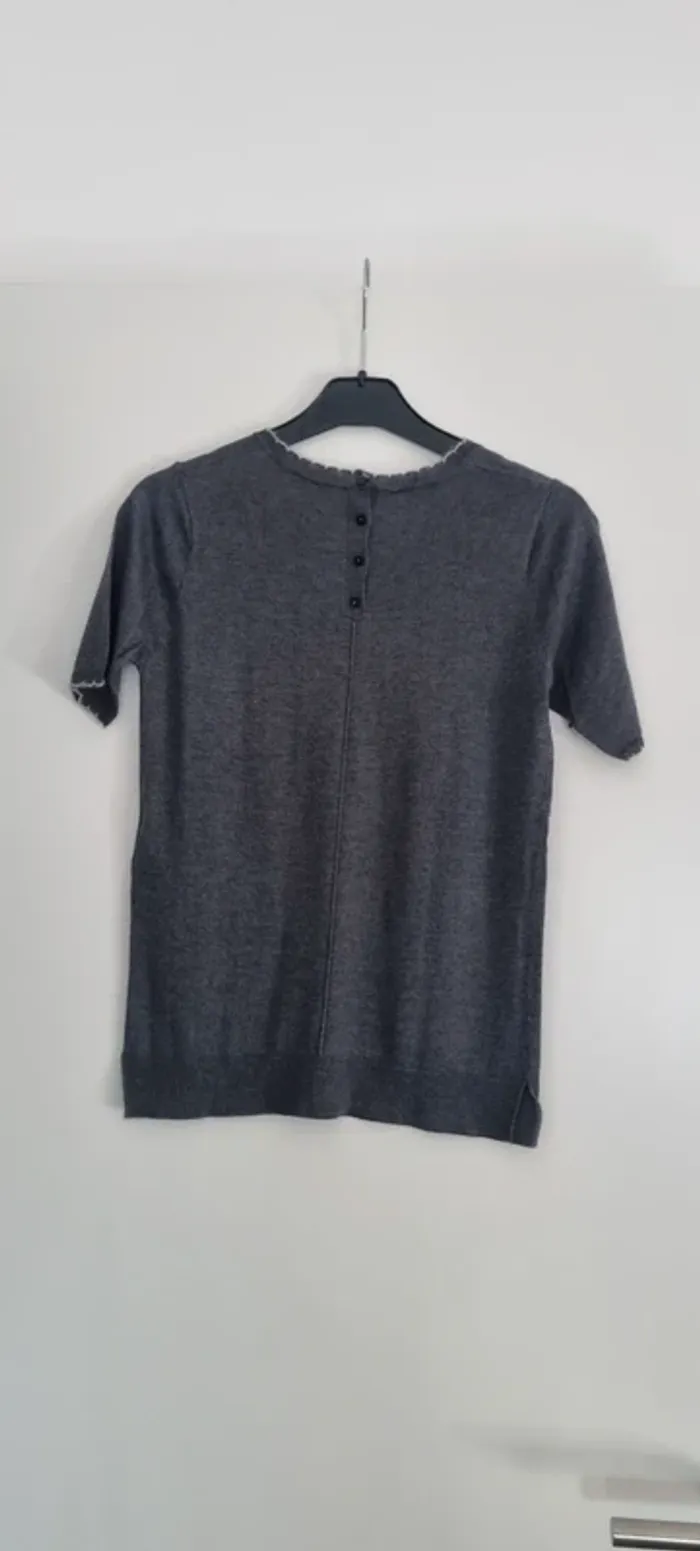 Blouse Tee-shirt maille gris manches courtes kookai 36 - photo numéro 4