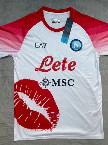 Maillot concept foot Naples blanc rouge édition Baiser taille M