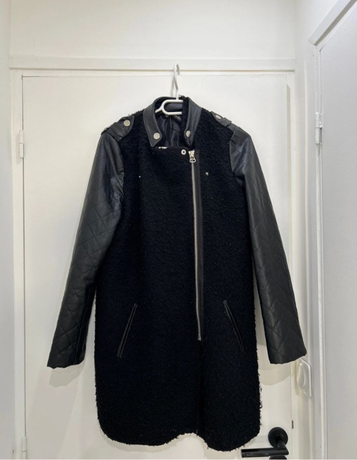 Manteau Noir taille M Effet Laine Bouclée - photo numéro 10