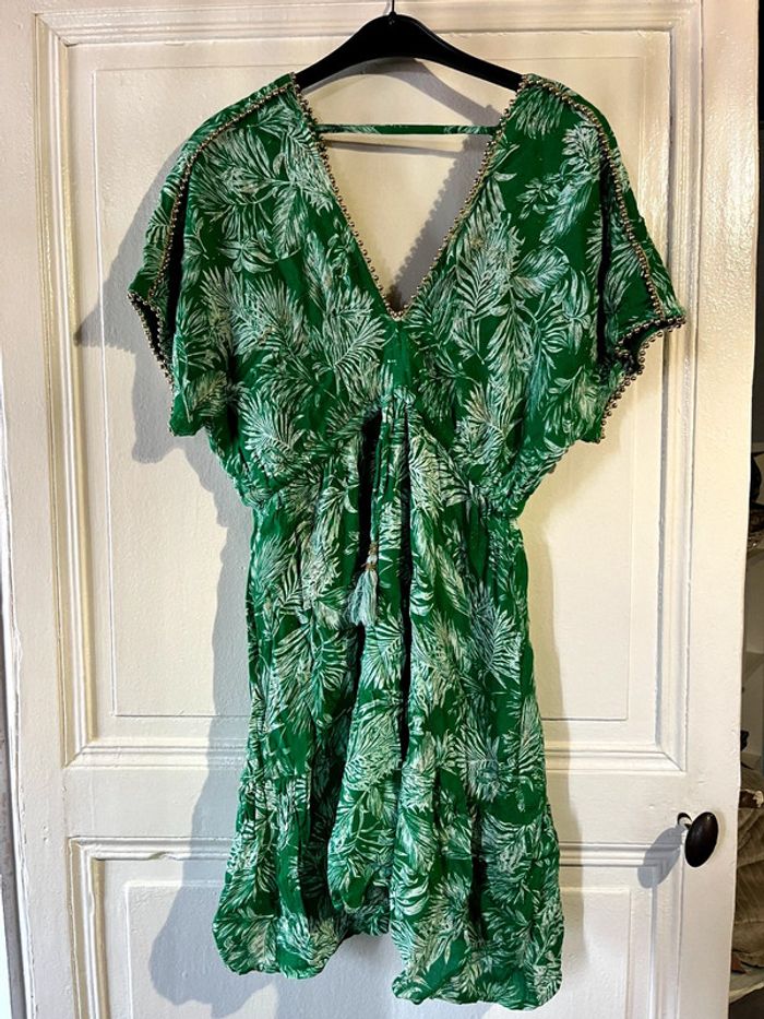 Robe femme goa fleurie verte neuve taille L