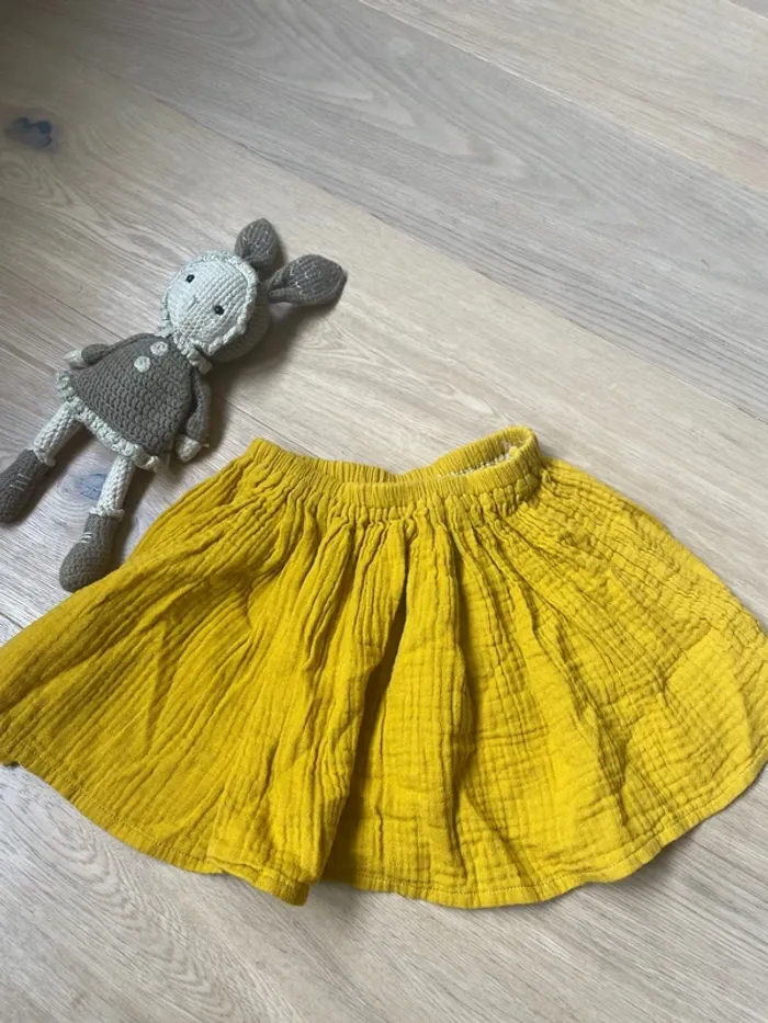 Jupe gaze de coton moutarde 4 ans - photo numéro 2