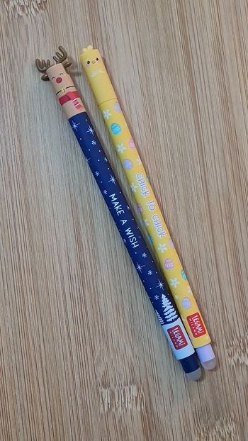 Legami Renne Noel 2024 + Poussin de Pâques 2025 = 2 Stylos effaçables Neufs Limited Edition