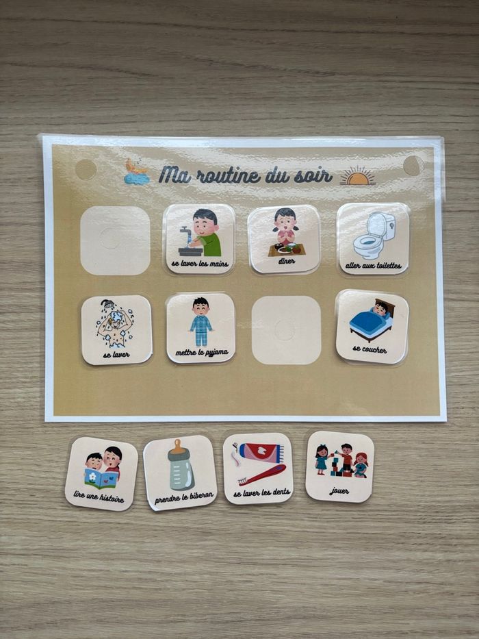 Lot de 2 tableaux routine du matin et du soir - photo numéro 2