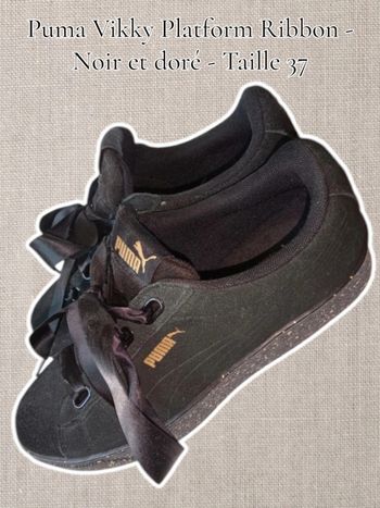 Puma Vikky Platform Ribbon - Noir et doré - Taille 37
