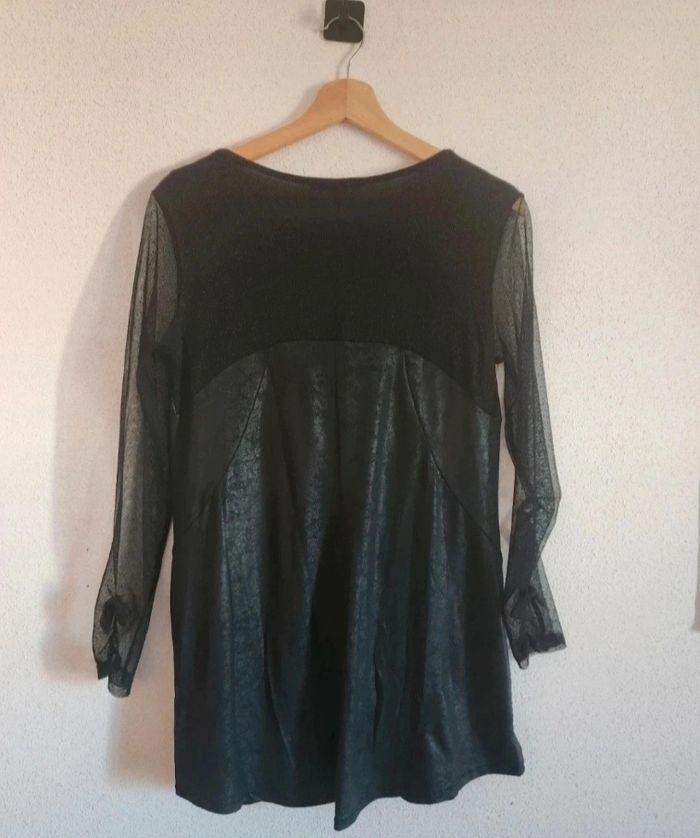 Tunique noire à sequins – Manches longues transparentes – Taille 36 – Très bon état - photo numéro 7