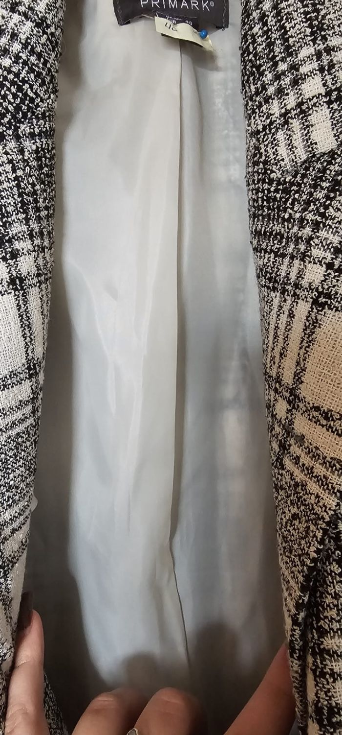 Veste blazer mi saison à carreaux gris et blanc - photo numéro 6