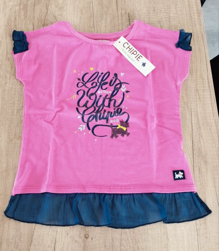 T-shirt manches courtes fille rose fuschia taille 7/8 ans Chipie