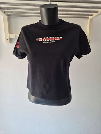 Tee shirt noir "Don't call me a Gamine" femme S Jennyfer