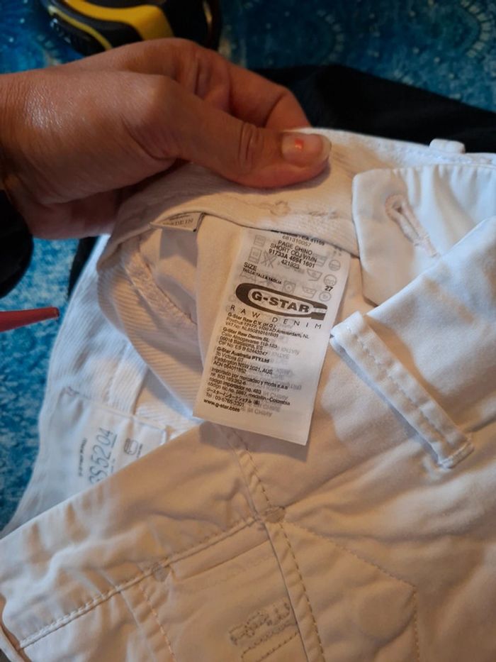 Short chino taille 27 g star blanc - photo numéro 3