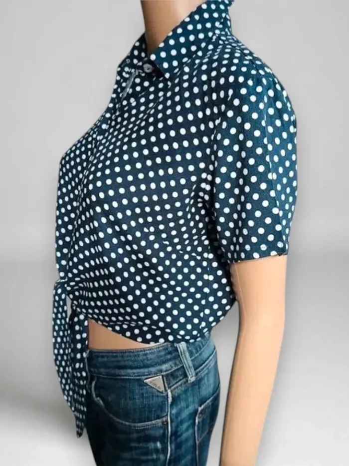 .tops court crop American Apparel noué à l'avant bleu marine taille S - photo numéro 3