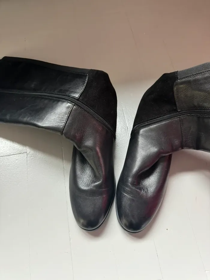 Bottes noir - Bottes en cuir noir / Bottes hautes noir - photo numéro 18