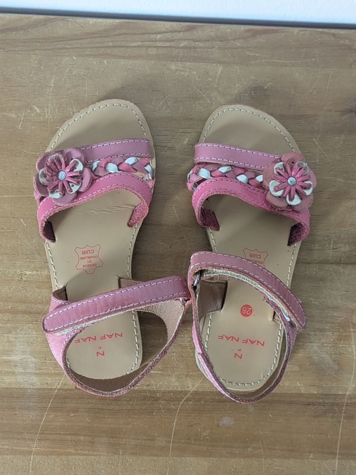 Paire sandales scratch été Naf Naf cuir fille taille 28 - photo numéro 5