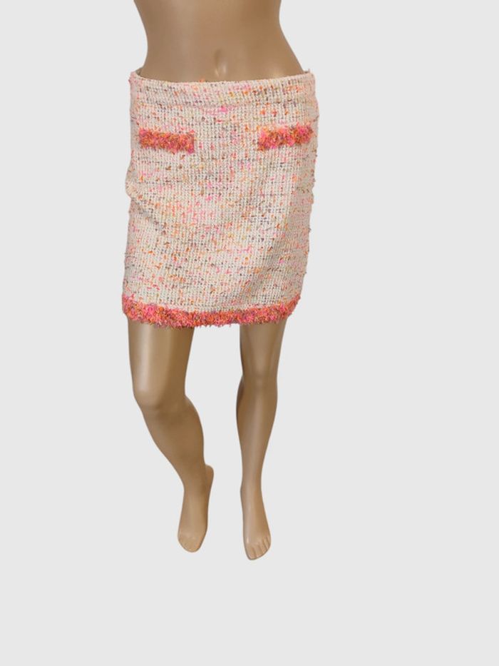 Jupe courte Zara blanche et rose Taille L - Chic et tendance - photo numéro 2