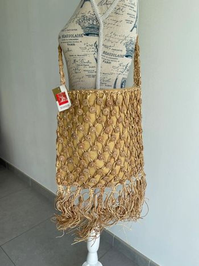 Grand sac raphia (31x38cm) beige