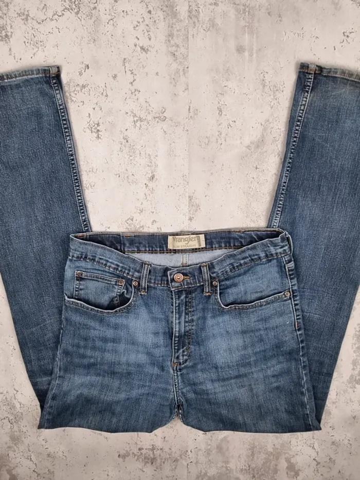 Jean slim Wrangler bleu – Taille 34x32 US / 44 FR Homme (mesures en photos) - photo numéro 2