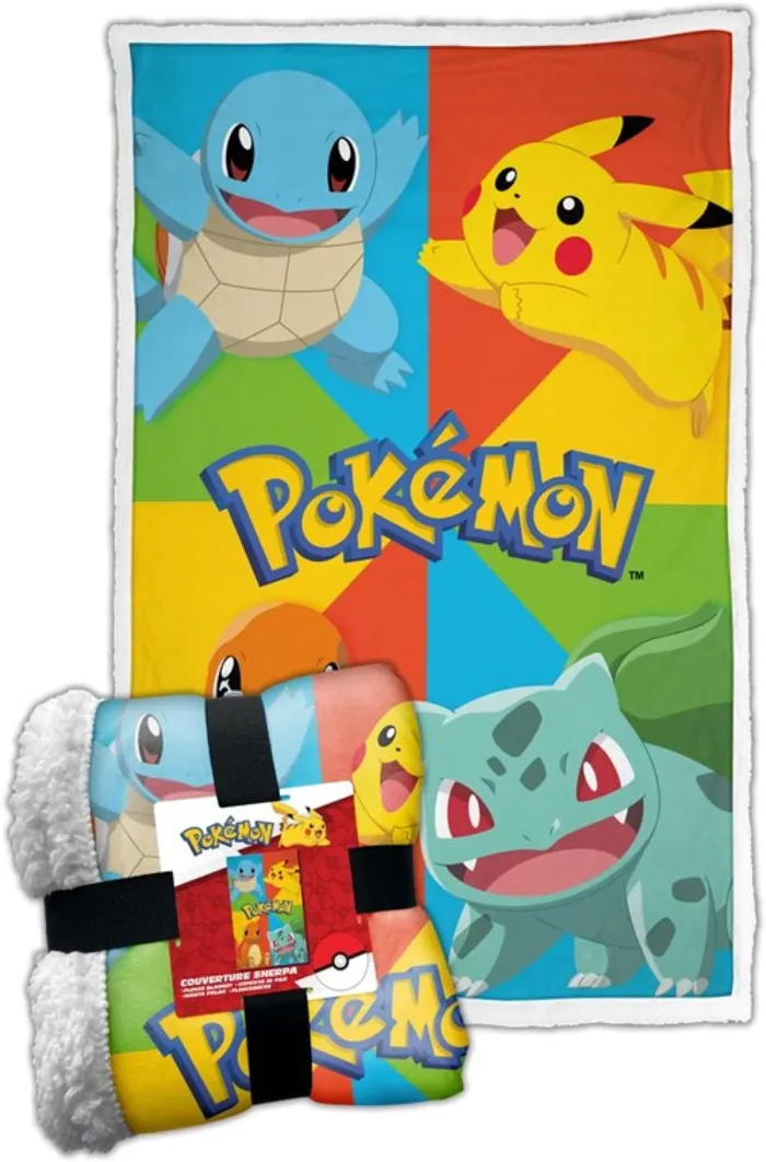 Plaid Sherpa 100x150 Cm Pokemon Starter Primary