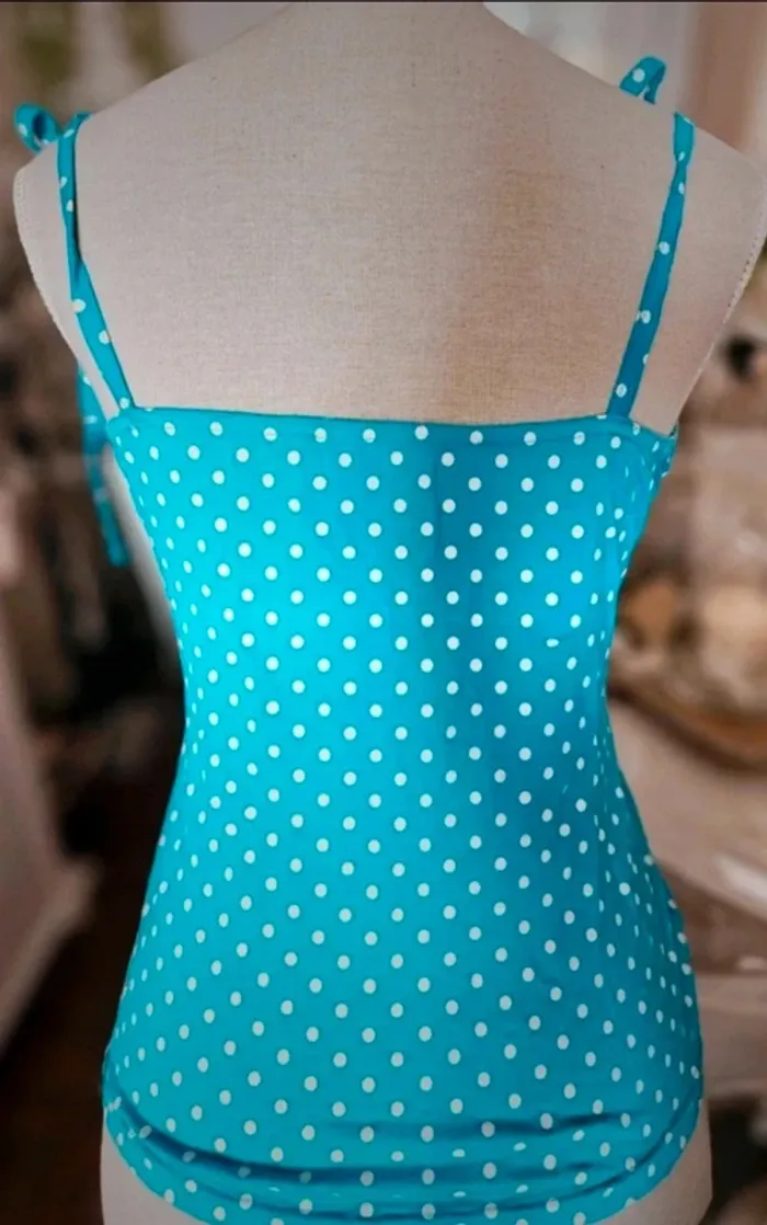 Haut turquoise blanc Miss Lucci Taille 3 (38/40) Neuf - photo numéro 4