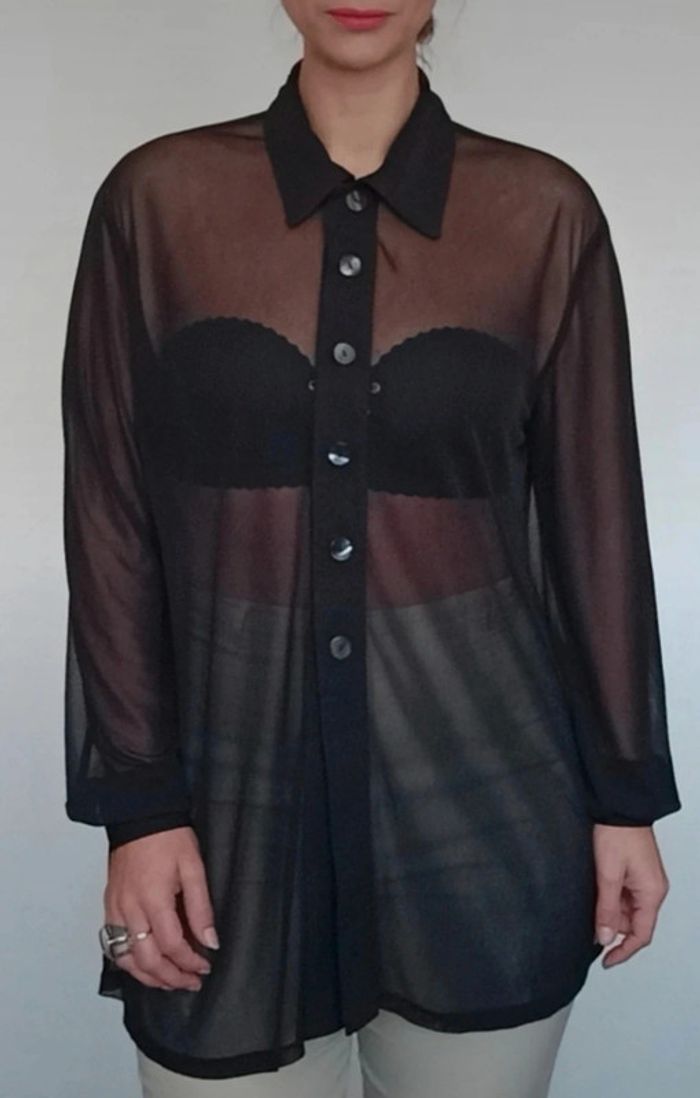 Chemisier voile noir sexychic taille unique - photo numéro 3