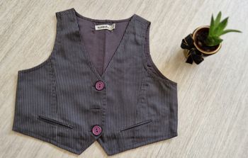 Gilet de costume enfant gris rayé - Taille 6 ans