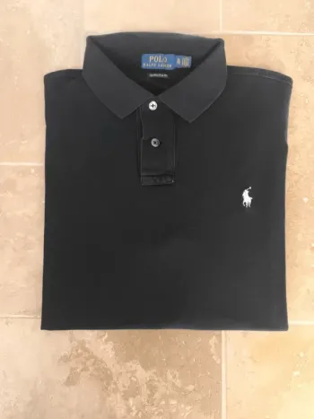 Polo Ralph Lauren homme XL custom slim fit noir logo blanc excellent état