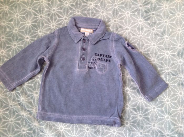 Polo manches longues bleu Orchestra - 6 mois