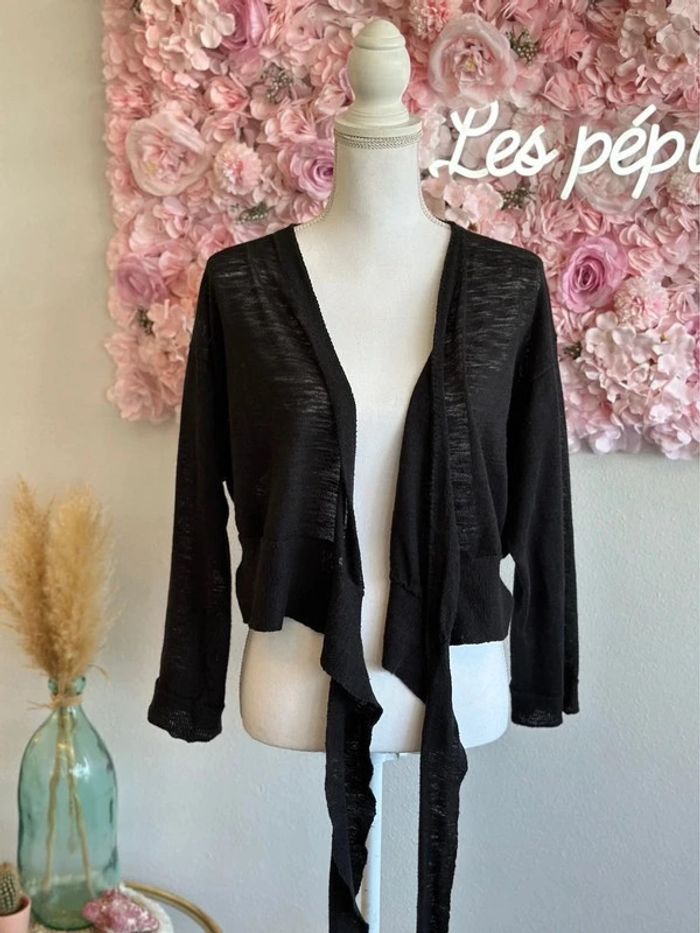Blouse cache-cœur façon boléro en maille noire, taille S - Bimba y Lola - photo numéro 8