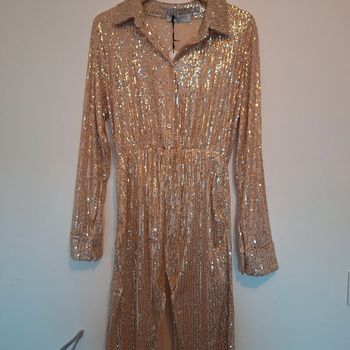 Robe chique avec paillettes beige taille unique