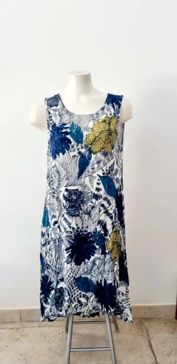 Robe desigual bleu blanche imprimé 42