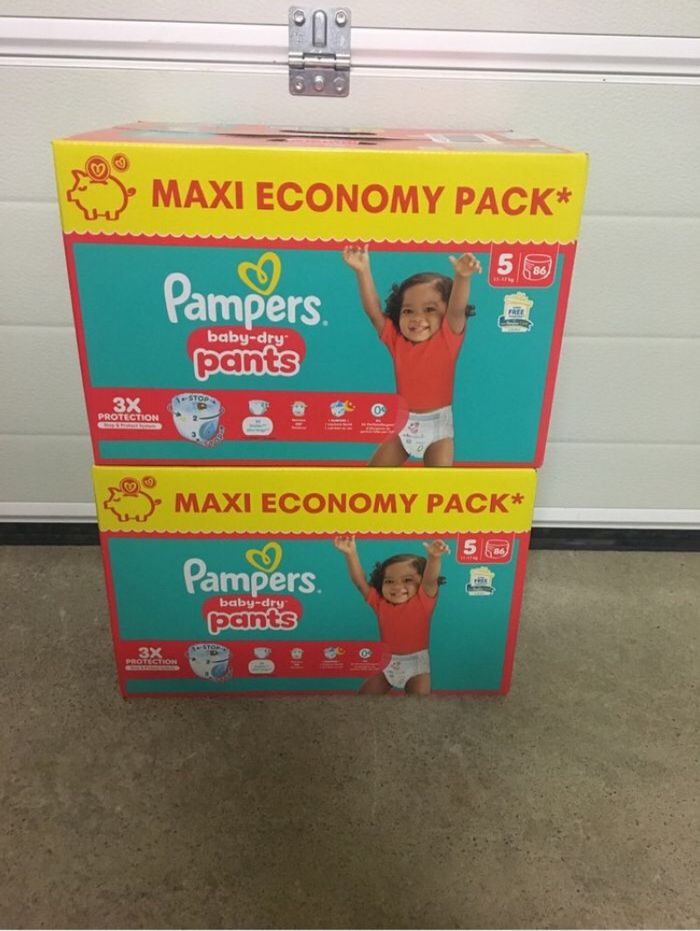 2 cartons de couches Pampers baby dry pants taille 5