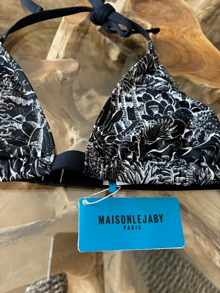 Haut de maillot de bain triangle Maison Lejaby noir blanc - photo numéro 3
