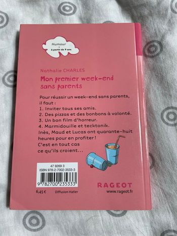Livre Rageot romans mon première week-end sans parents
