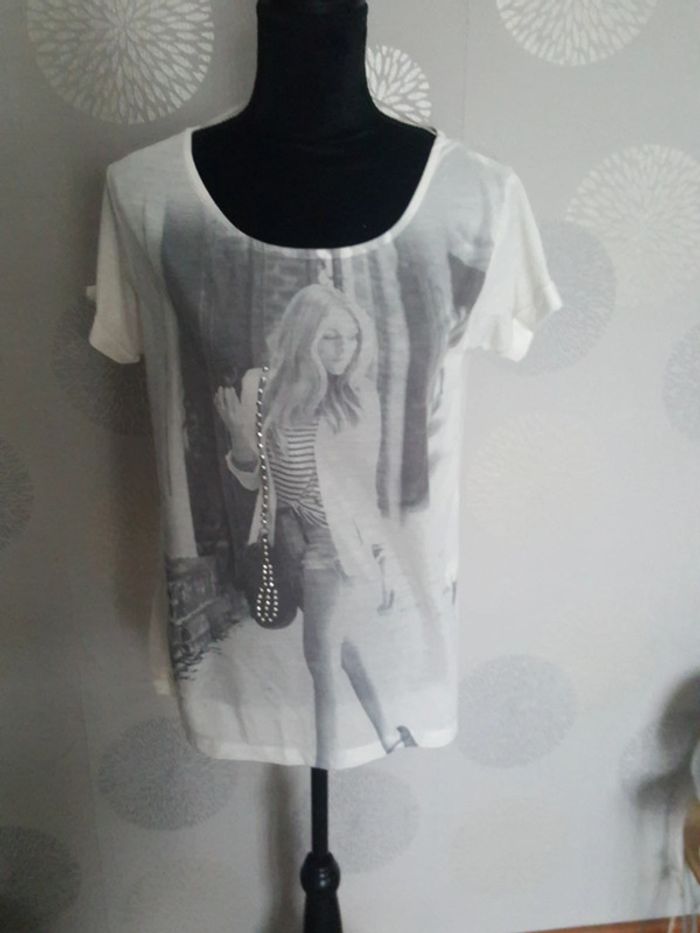 tee shirt voile beige - photo numéro 2