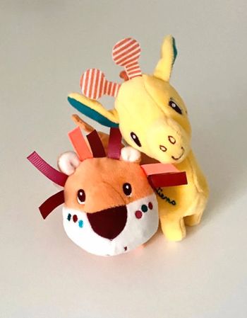 Lot de 2 petites peluches girafe et lion Lilliputiens NEUVES