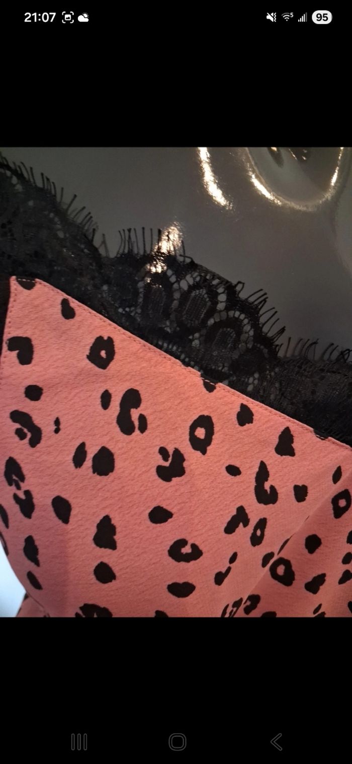Top léopard rose noir dentelle - photo numéro 5