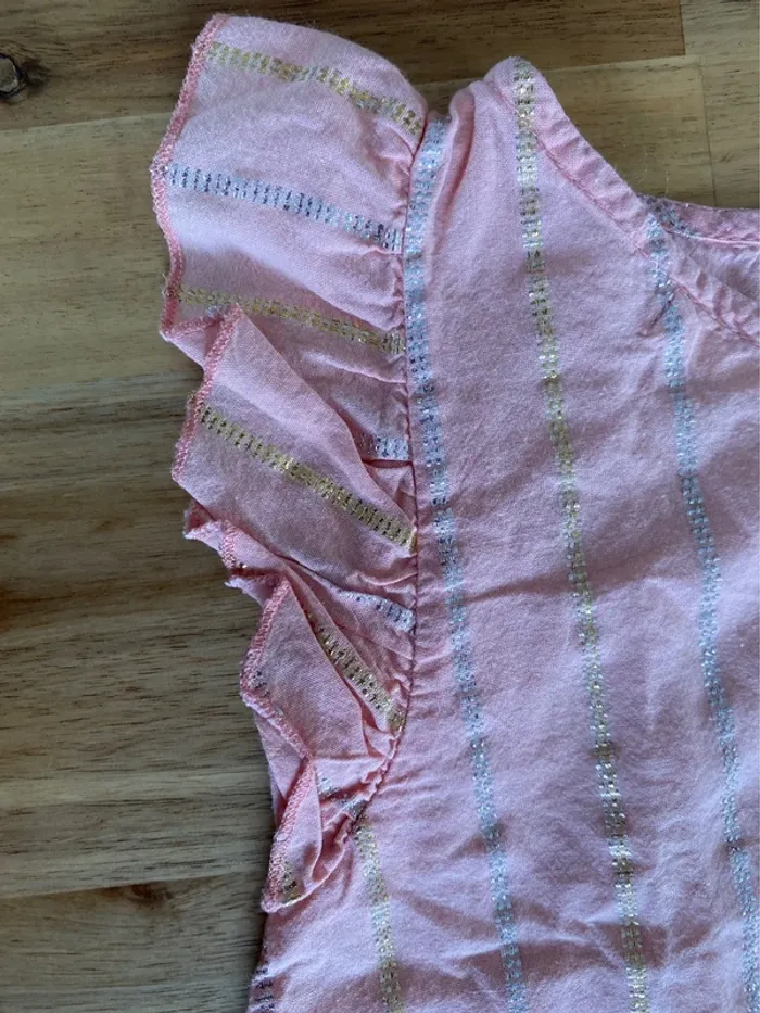 Blouse manche courte storytelling rose doré argent - photo numéro 2