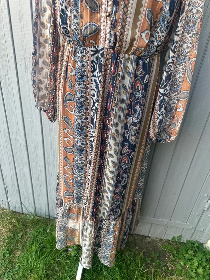 Robe longue fleurie colorée imprimés manches longues légère doublée 40/L - photo numéro 3