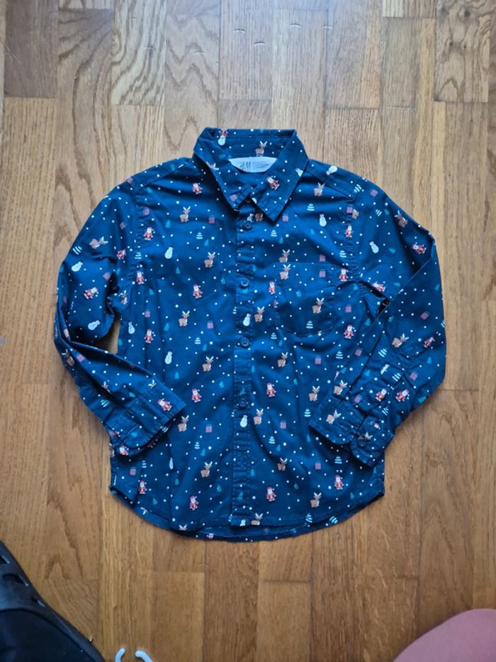 H&m chemise marine motif Noël taille 4 ans