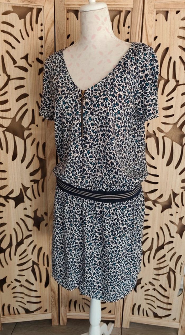 Robe fluide imprimée col V bande élastique Promod - photo numéro 3