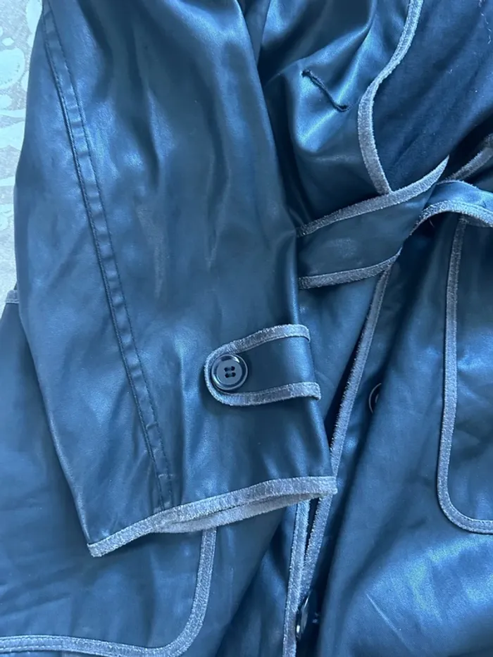 Manteau effet huiler cop copine taille 38 noir marron - photo numéro 4